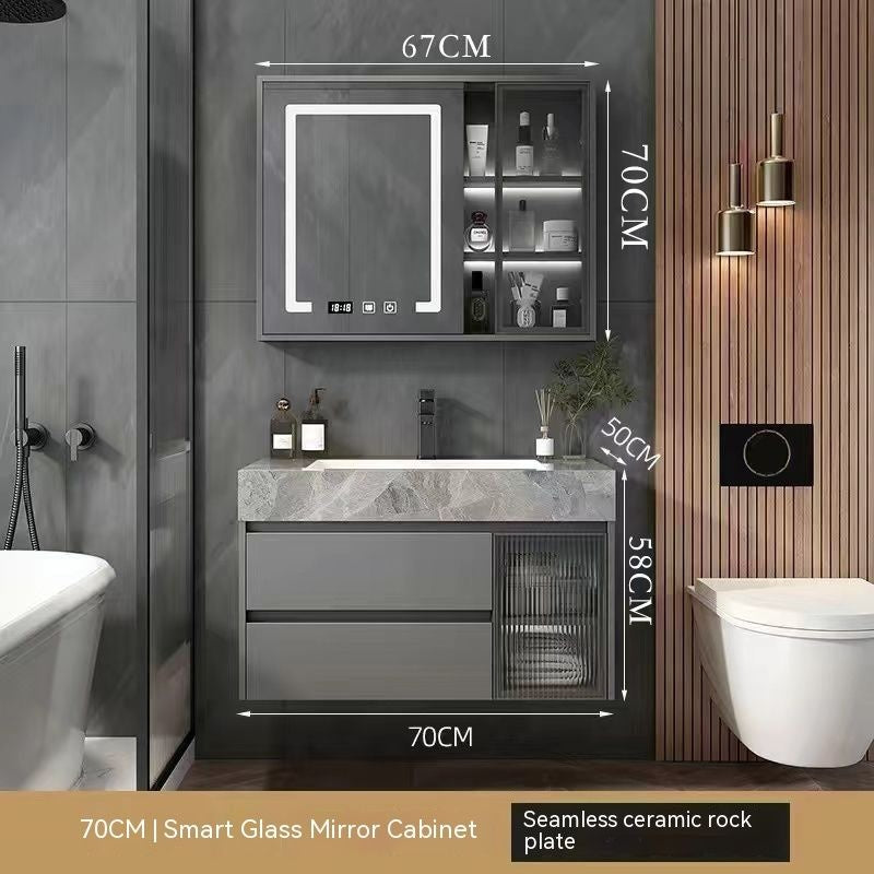 Kabinet Kaca Pintar Penyimpanan Bilik Mandi QW- Rockboard Sinki 