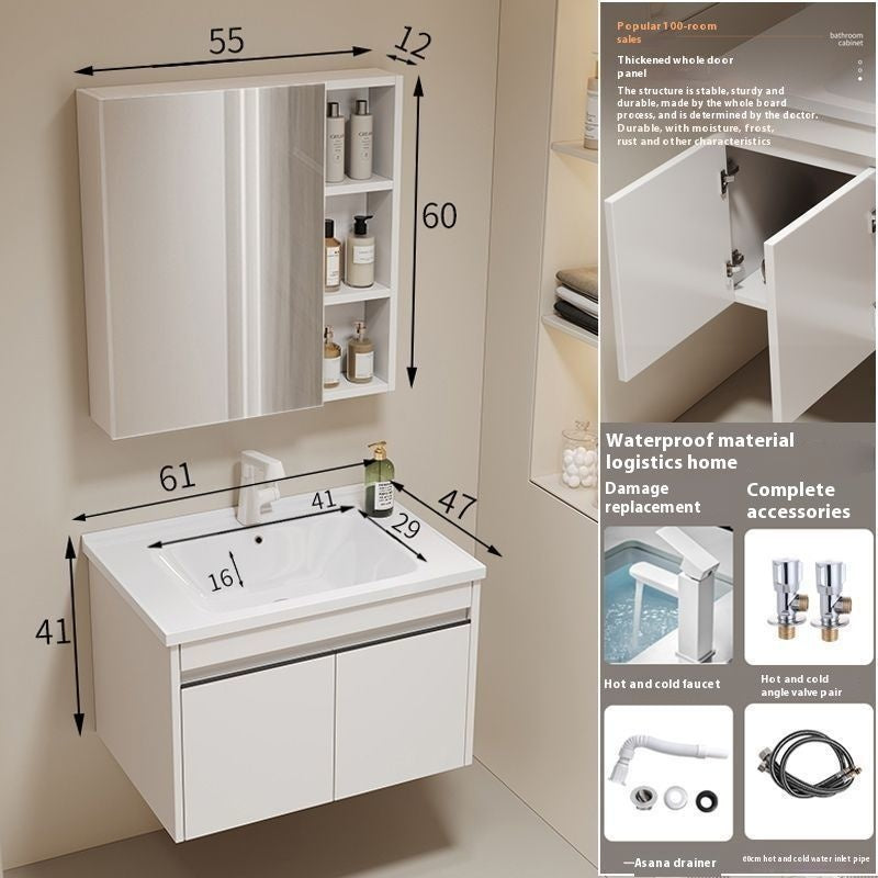 QW- alloy Aluminum makes a storage cabinet for the bathroom, mirror cabinet, and sink set.