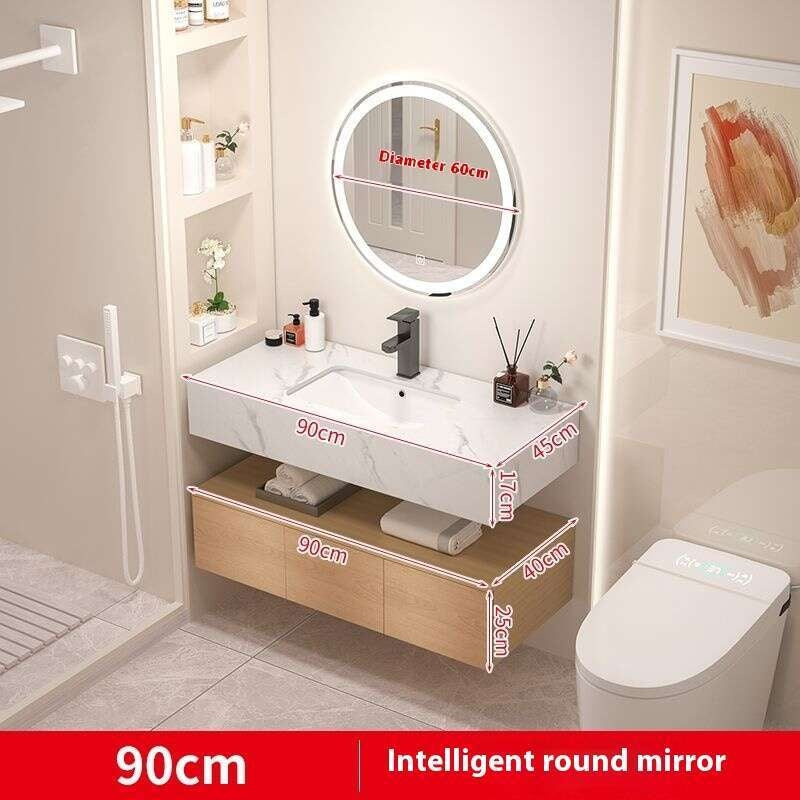 QW- Real wood storage cabinet smart mirror in the bathroom, bathroom sink