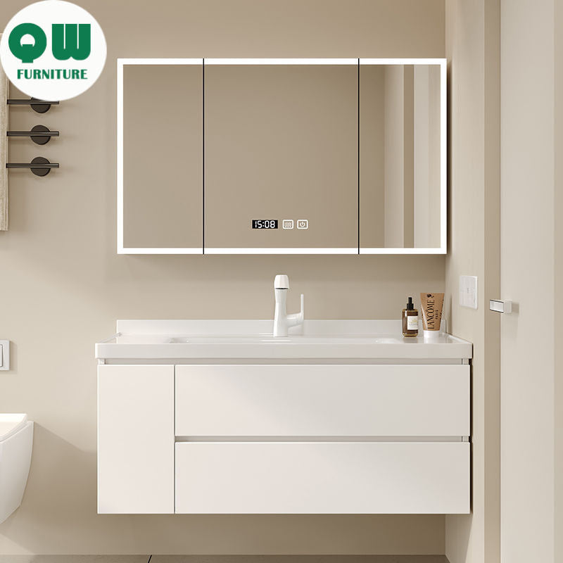 QW- Solid Wood Storage Smart Mirror Cabinet Bathroom Sink Set