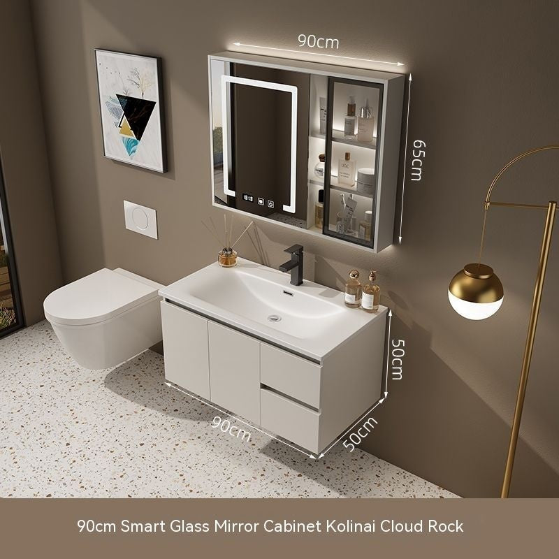 QW- Washbasin with Smart Mirror Bathroom, Real Wood Storage Cabinet in the Bathroom
