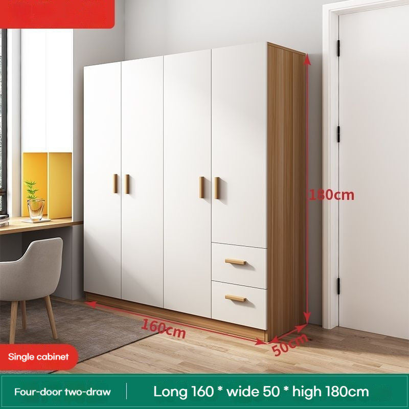 Solid Wood Home Bedroom Easy Assembly Rental House Wardrobe Simple Modern Small Sliding Style Storage Cabinet
