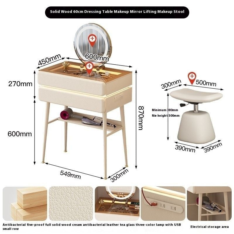 Multifunctional Mini Small Bedroom Modern Simple Dressing Table New Style Safety Glass