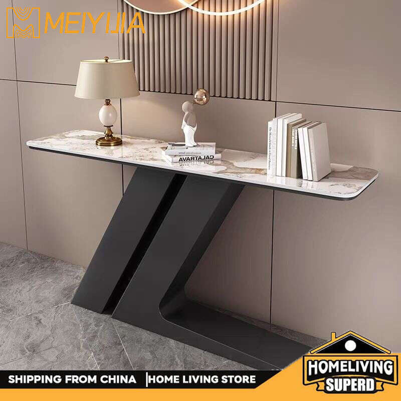 Light luxury tea Italian style room divider semi-circular modern, minimalist, wall-mounted, stone console table, end table