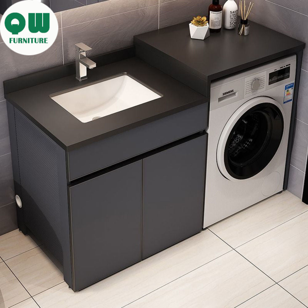 QW- Aluminum Storage Cabinet Bathroom Sink Set Washing Machine Table