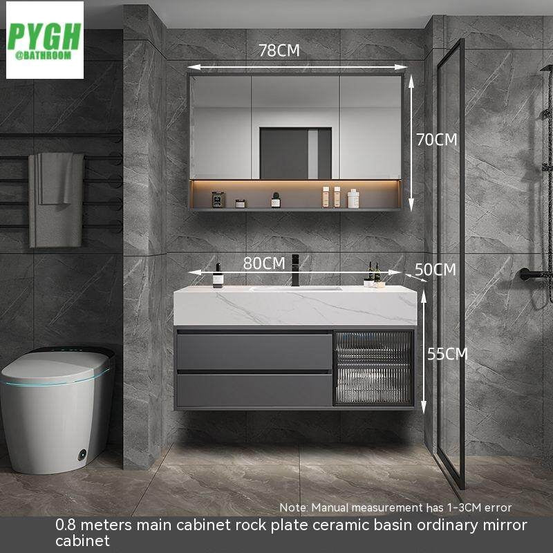 QW- Large Basin Set with Smart Mirror and Real Wood Storage Cabinet for Bathroom