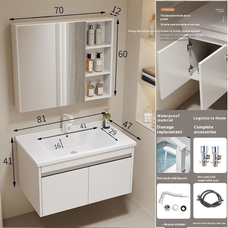 QW- alloy Aluminum makes a storage cabinet for the bathroom, mirror cabinet, and sink set.