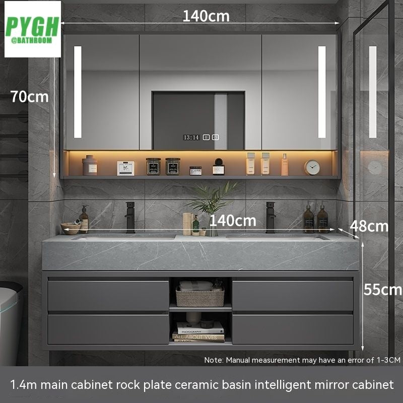QW- Real wood storage smart mirror bathroom, sink cabinet for bathroom