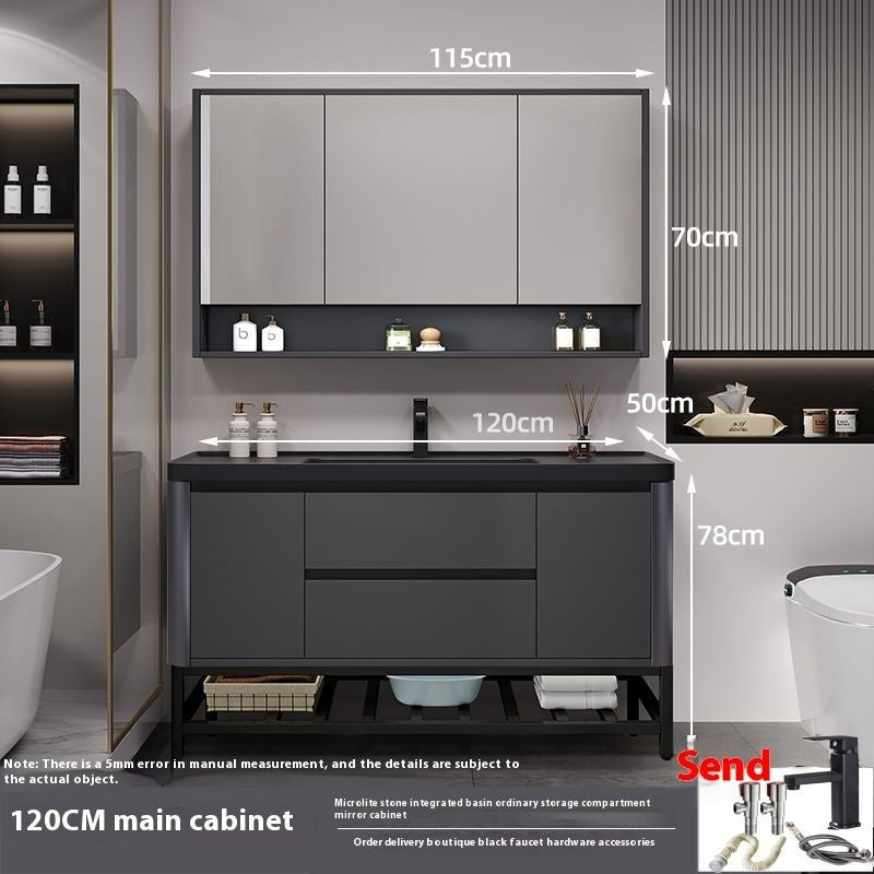 QW- Bathroom storage with smart mirror and black glass cabinet made of real wood.