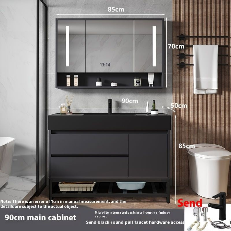 QW- Smart Glass Real Wood Storage Cabinet, Nano Bathroom Sink