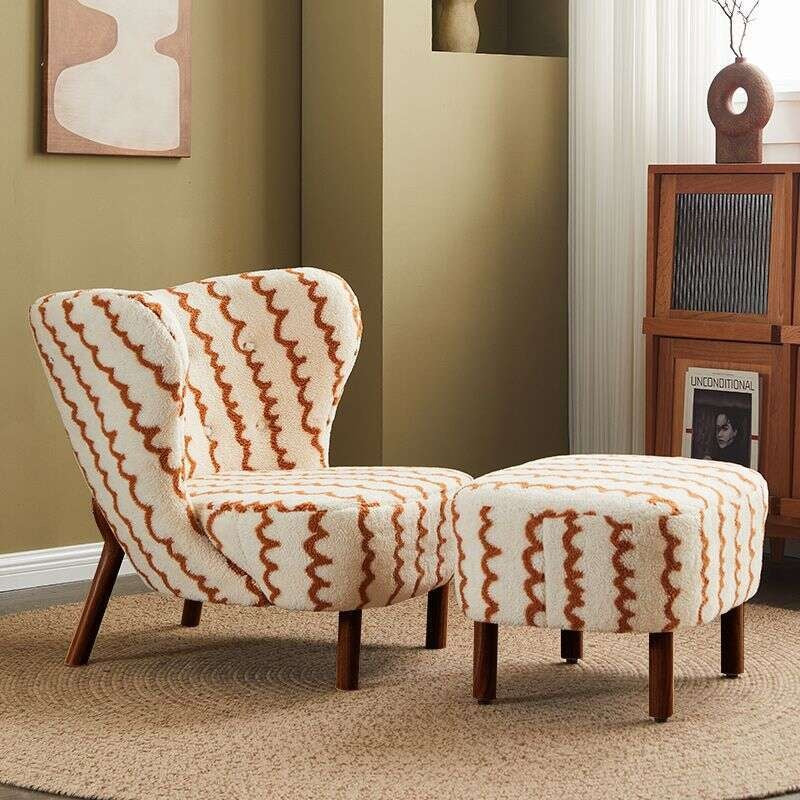 Simple Design Vintage Feeling Single Leisure Chair Sheepskin Jacquard Living Room Balcony Lazy Sofa
