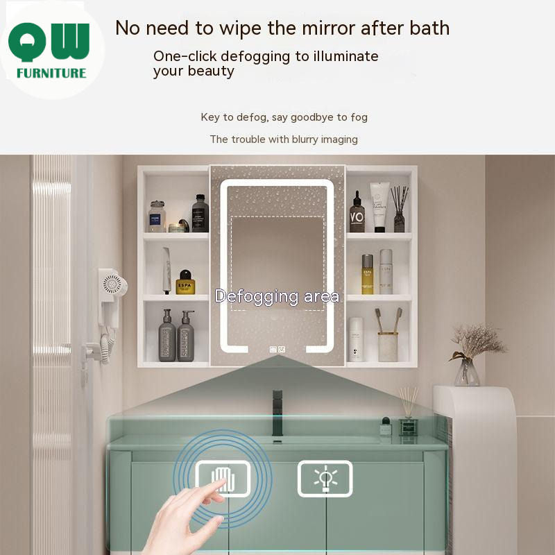 QW- Basin space aluminum integrated basin cabinet, bathroom mirror, storage cabinet