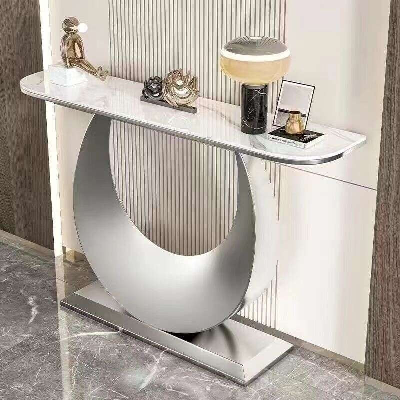 Meja batu hujung bar ruang tamu, kabinet masuk, ringkas, moden, mewah ringan, meja dinding ruang tamu