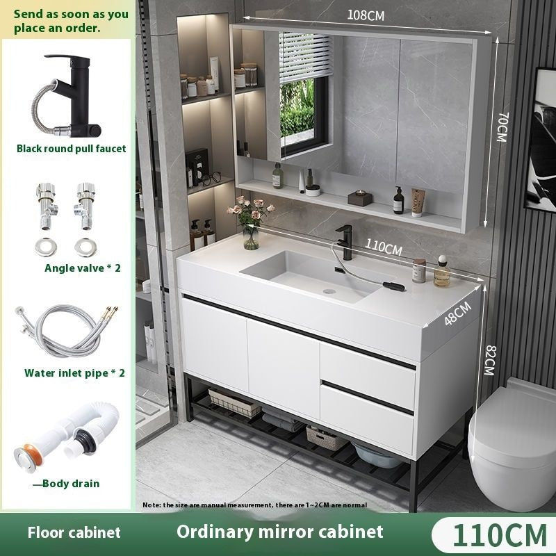 Set Singki Kabinet Cermin Pintar Penyimpanan Kayu Asli QW- di Bilik Mandi 