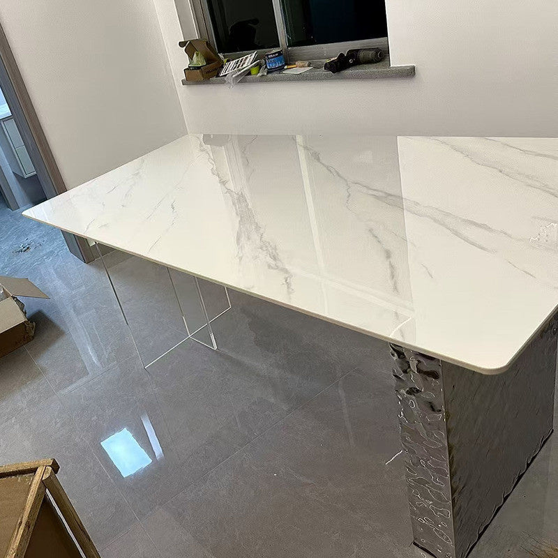 Floating Granite Dining Table/Bar Island with Acrylic and Stainless Steel Base, Water Wave Pattern
