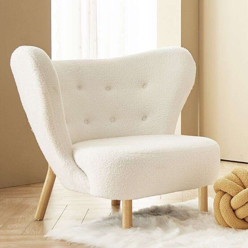 Single sofa with minimalist design, fleece jacquard lounge chair for the living room or balcony, comfortable sofa.