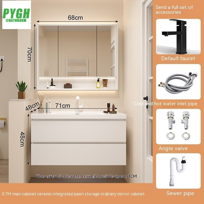 QW- White Storage Smart Mirror Cabinet, Bathroom Sink