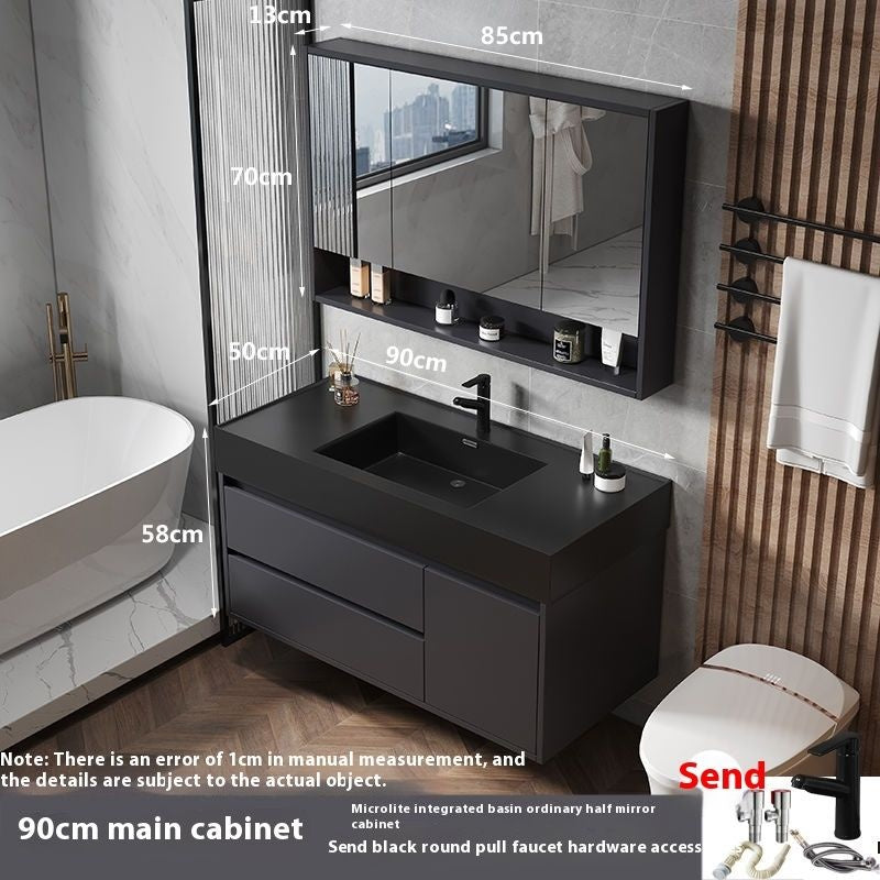 QW- Smart Glass Real Wood Storage Cabinet, Nano Bathroom Sink