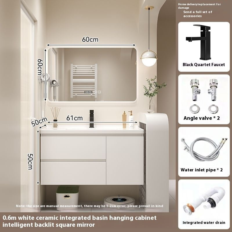 QW- Kabinet Cermin Pintar Diperbuat Daripada Kayu Asli di Bilik Mandi, Singki Bilik Mandi 