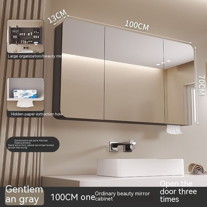 QW- Smart Mirror Cabinet Bathroom Aluminum Metal Can Display Time and Clear Fog