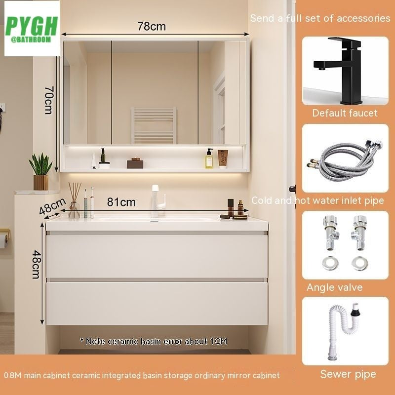 QW- White Storage Smart Mirror Cabinet, Bathroom Sink