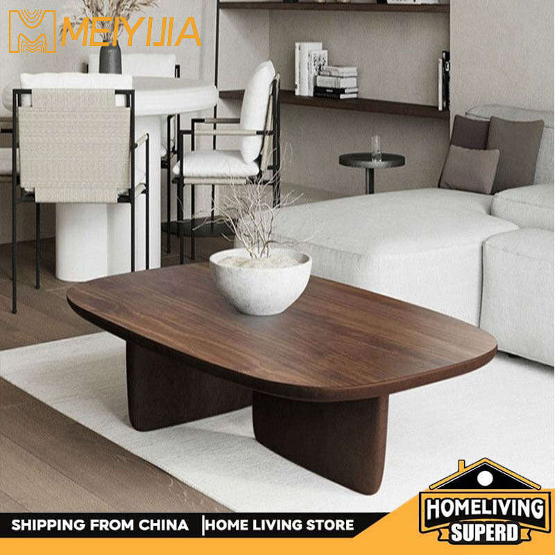 Meja kopi ruang tamu teh kayu padu, meja pain moden