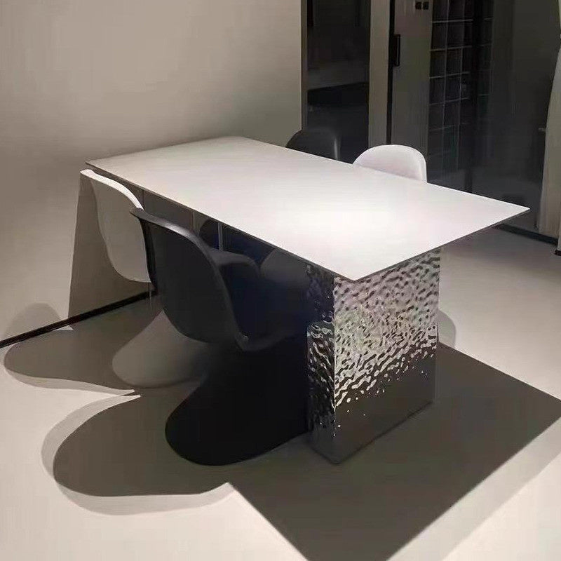 Floating Granite Dining Table/Bar Island with Acrylic and Stainless Steel Base, Water Wave Pattern
