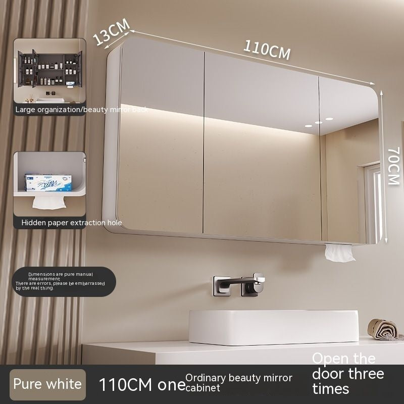 QW- Smart Mirror Cabinet Bathroom Aluminum Metal Can Display Time and Clear Fog