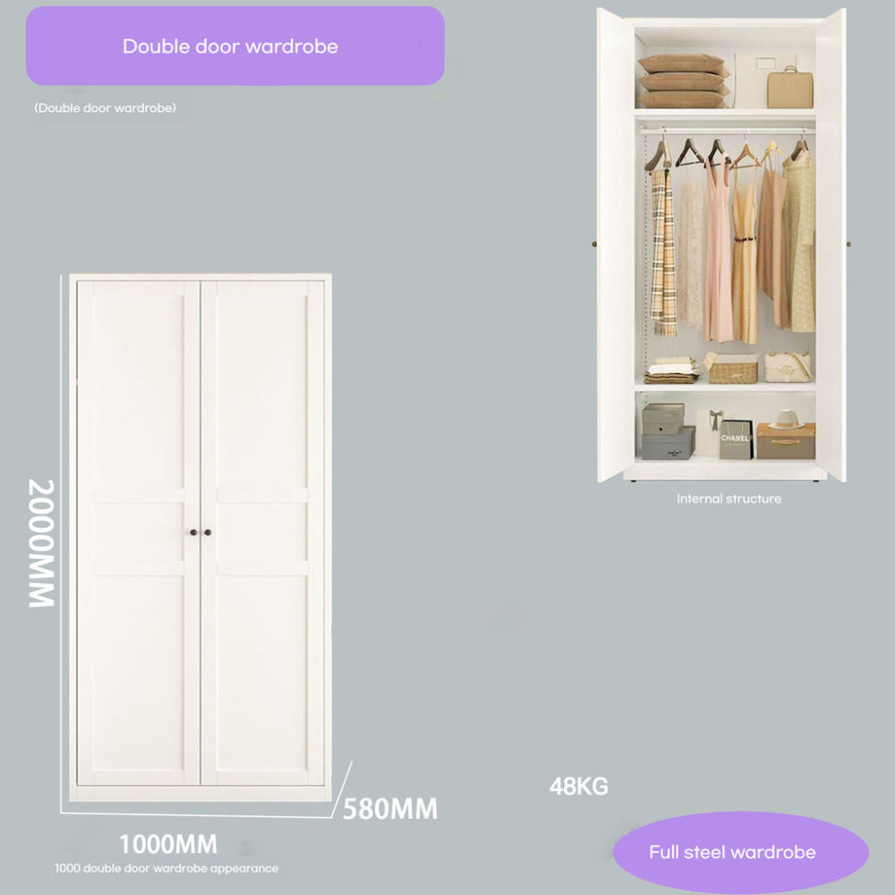 Almari pakaian, storan bilik tidur rumah besi tempa, warna krim gaya Eropah, almari pakaian, almari pakaian kanak-kanak