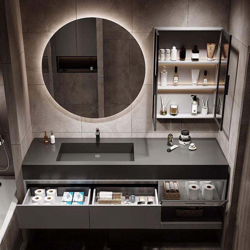 QW- Custom-made Real Wood Storage Cabinet Smart Mirror Sink in the Bathroom