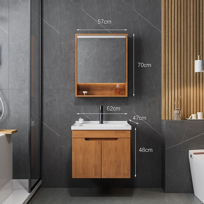 QW- Solid Wood Storage Smart Glass Cabinet Bathroom Sink