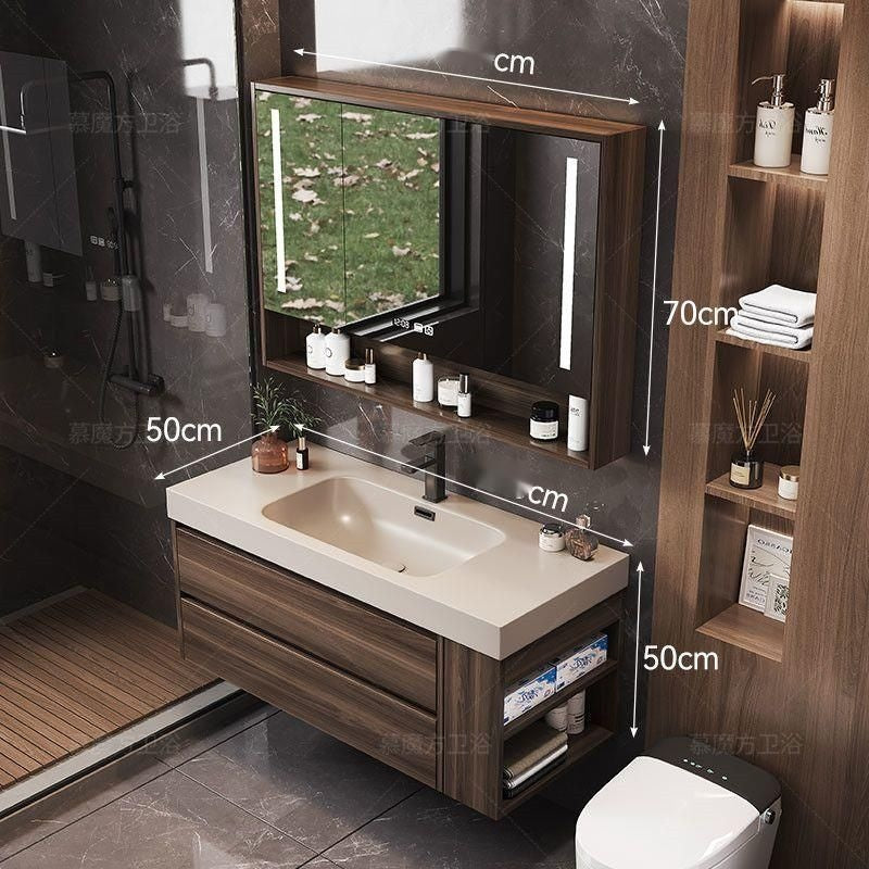 QW- Solid Wood Storage Smart Mirror Cabinet in the Bathroom, Bathroom Sink Set