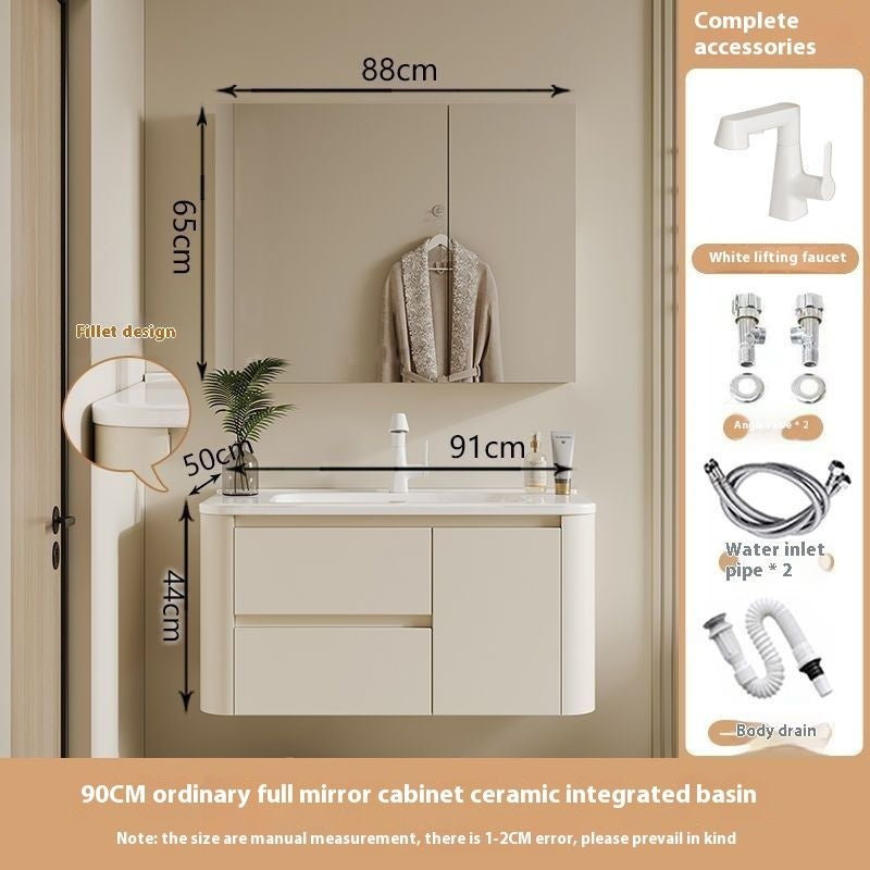 QW- Ins Style Storage Cabinet, Smart Mirror Cabinet for Bathroom, Bathroom Sink Set