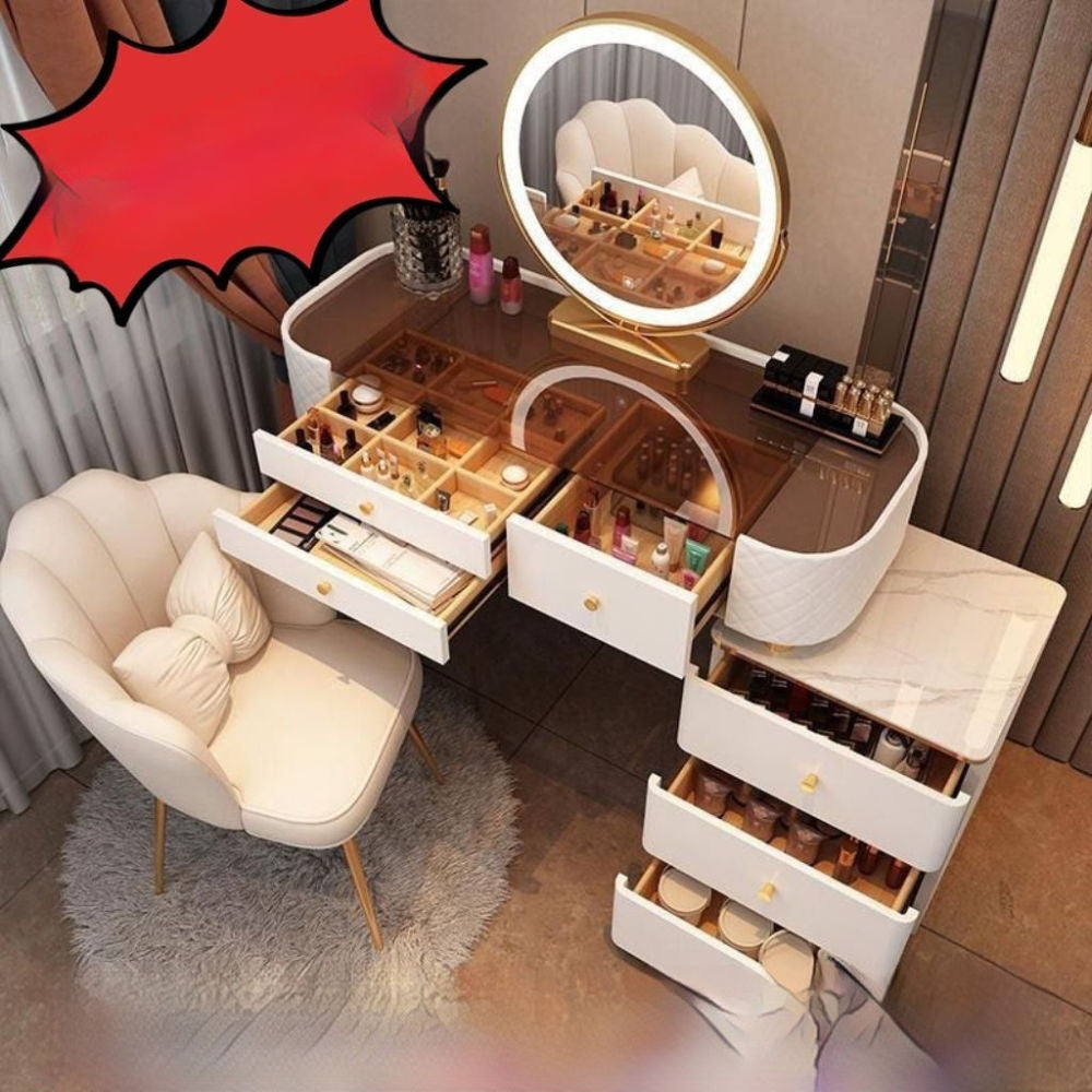 Bedroom Clear Glass Nordic Style Small Simple Dressing Storage Cabinet Table