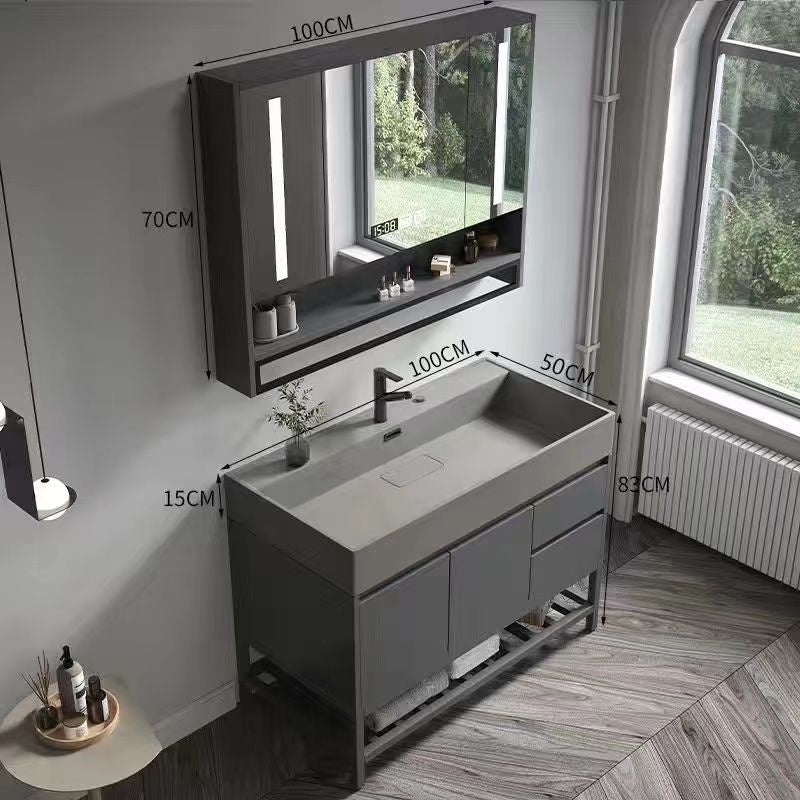 QW- Smart Mirror Real Wood Storage Bathroom Wash Cabinet