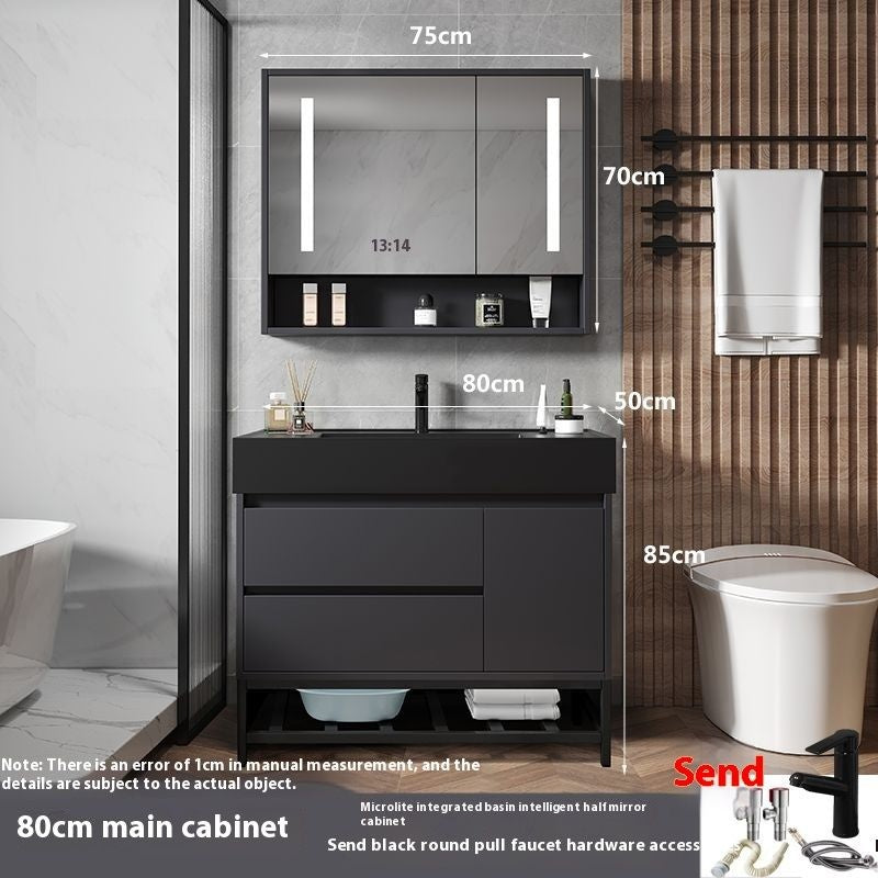 QW- Smart Glass Real Wood Storage Cabinet, Nano Bathroom Sink