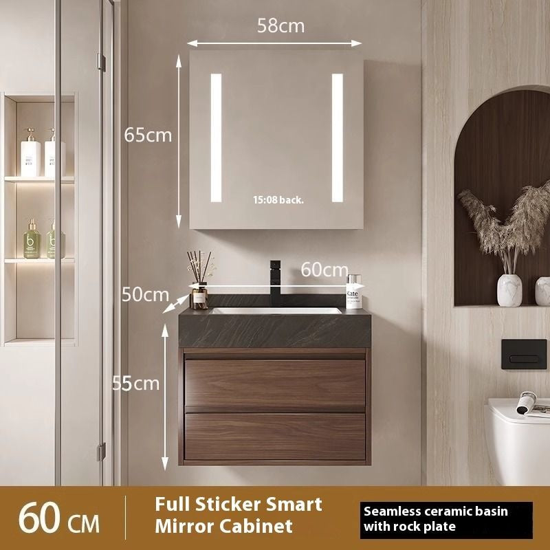 QW- Smart Mirror Real Wood Storage Cabinet in the Bathroom, Bathroom Sink Set