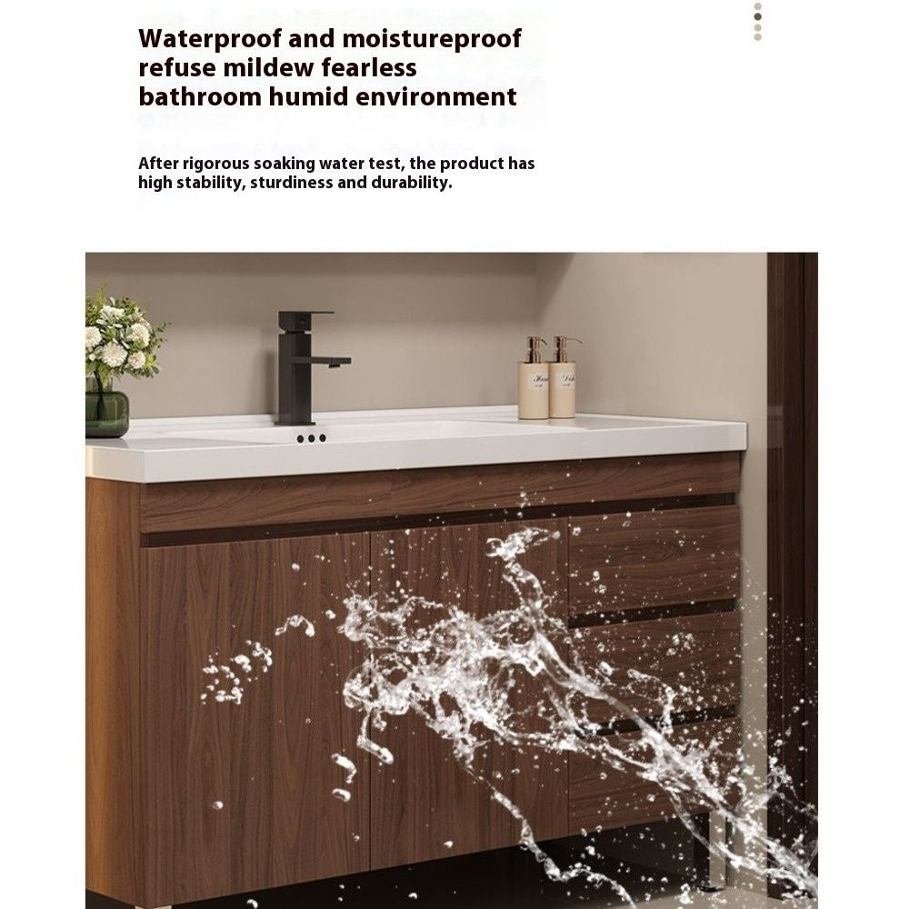 QW- Brown Real Wood Storage Cabinet Smart Materials for the Bathroom Sink Set