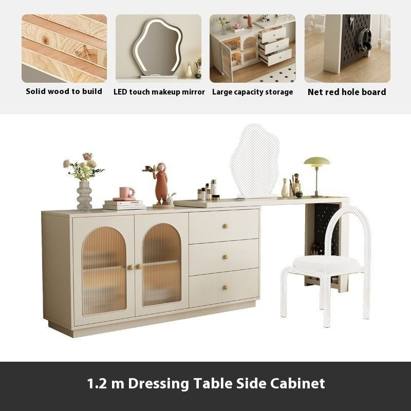 Solid Wood Mirror One Cabinet, Modern Bedside Table, Dressing Table
