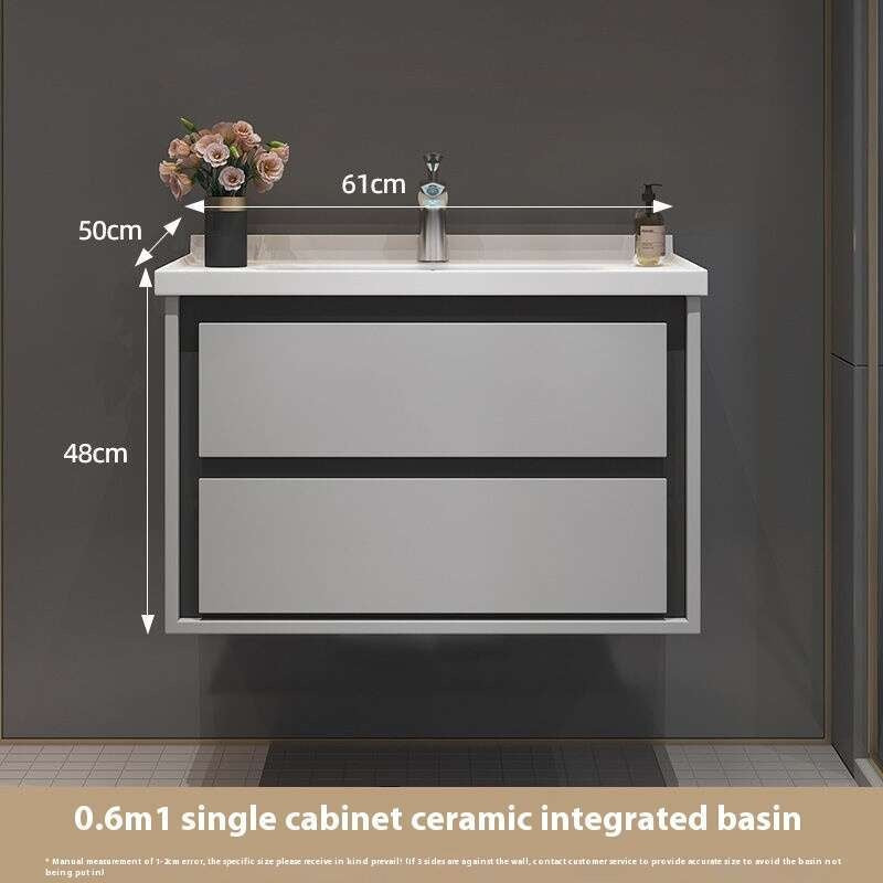 Kabinet Penyimpanan Kayu Oak QW- Set Singki Cermin Pintar di Bilik Mandi 