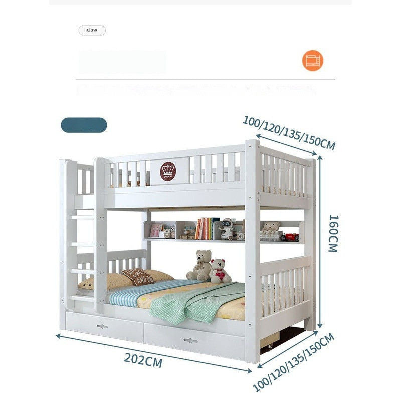 European template solid wood high low small bed, children's upper and lower beds, white oak house bunk bed
