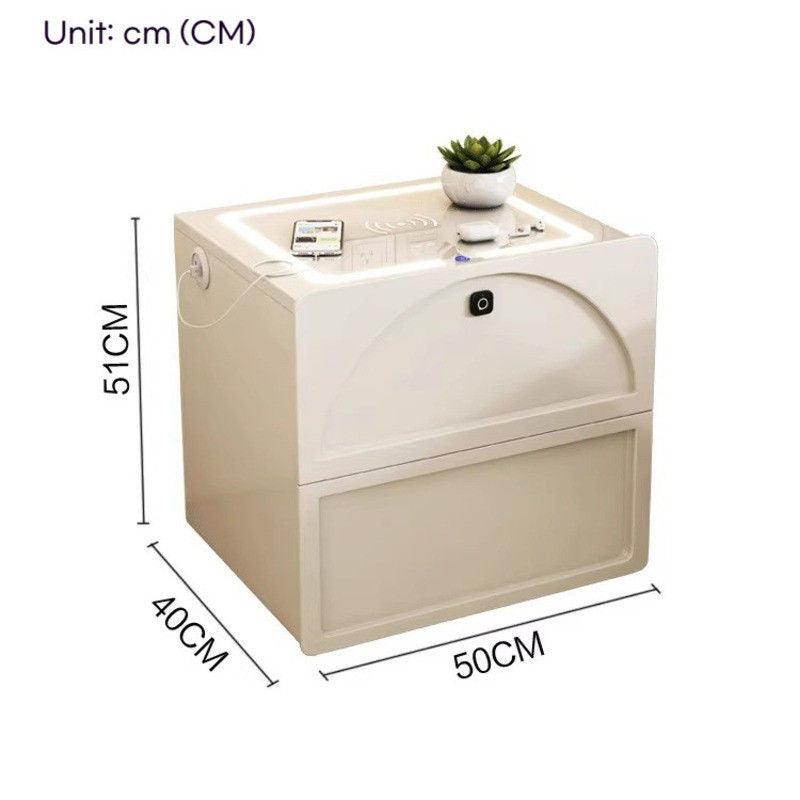 Smart Cream Wind with Lock Bedside Table Solid Wood Simple Modern Bedroom Multi-purpose Cabinet