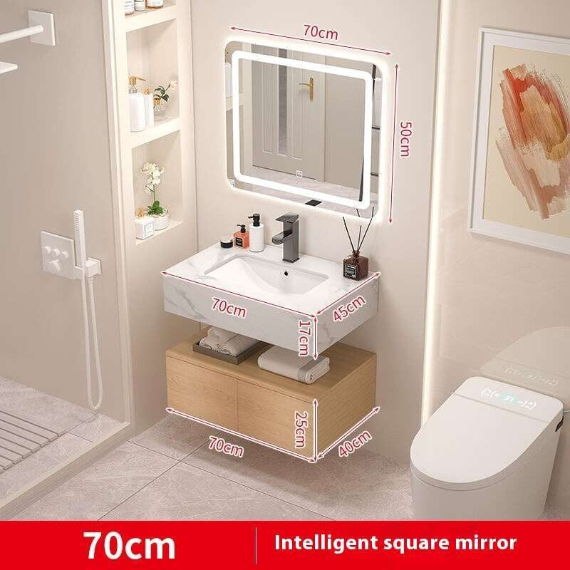 QW- Real wood storage cabinet smart mirror in the bathroom, bathroom sink