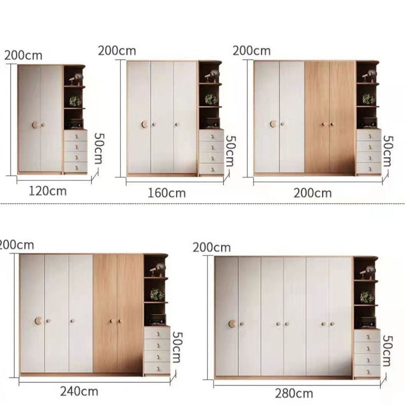 Bilik Tidur Rumah Moden Ringkas Papan Zarah Kayu Padu Almari Kanak-kanak Gaya Jepun