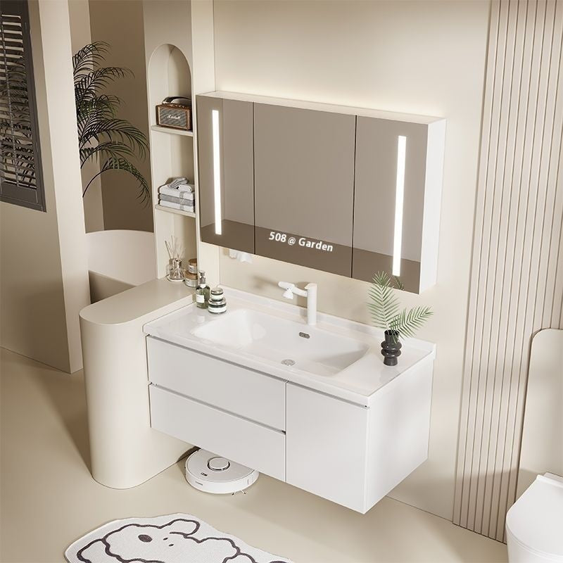QW- Solid Wood Storage Smart Mirror Cabinet Bathroom Sink Set