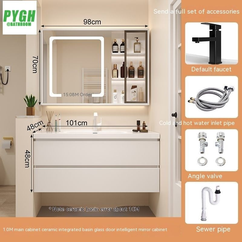 QW- White Storage Smart Mirror Cabinet, Bathroom Sink