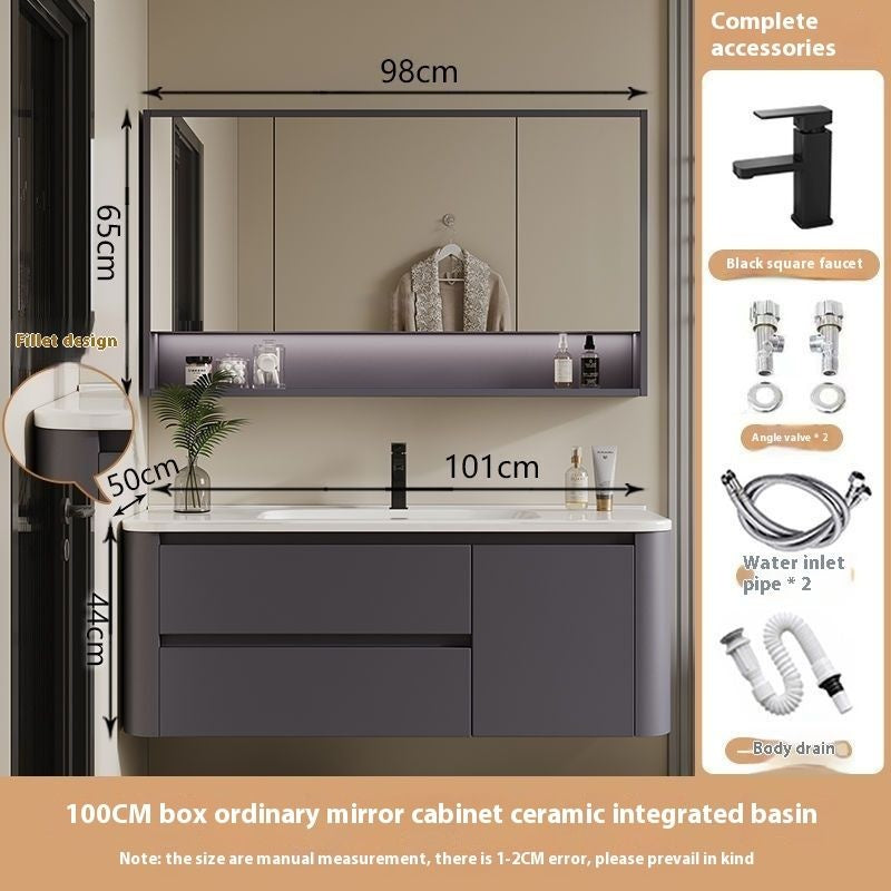 QW- Ins Style Storage Cabinet, Smart Mirror Cabinet for Bathroom, Bathroom Sink Set