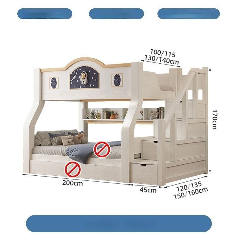 Two-story bunk high-low wooden children's small bed, solid wood, many sizes