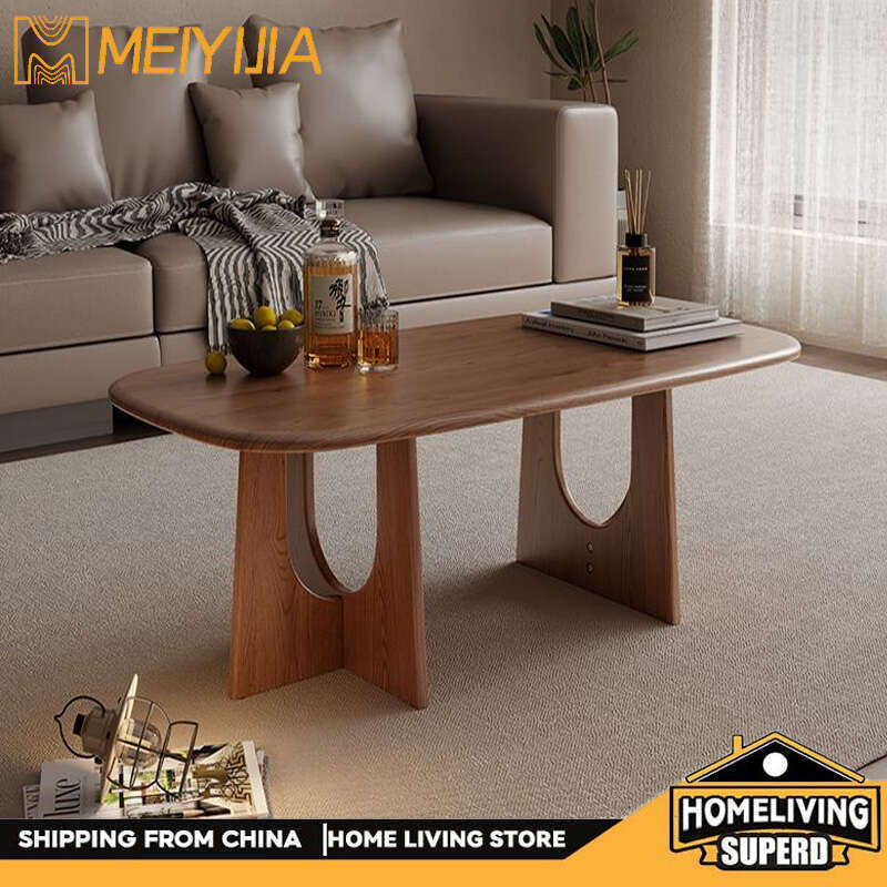Meja kopi rumah ruang tamu kayu padu, gaya Jepun, meja kecil moden