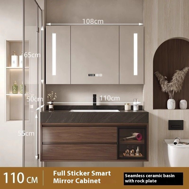 QW- Smart Mirror Real Wood Storage Cabinet in the Bathroom, Bathroom Sink Set